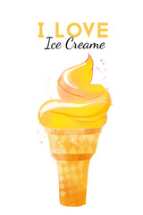 Ice Cream. Watercolor vector background

