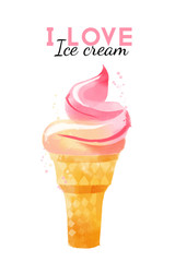 Ice Cream. Watercolor vector background
