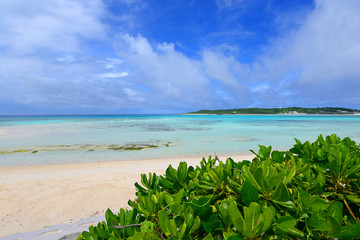 美しい沖縄のビーチと夏空