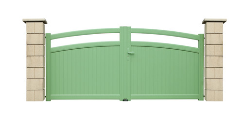 Portail en PVC vert d'une maison
