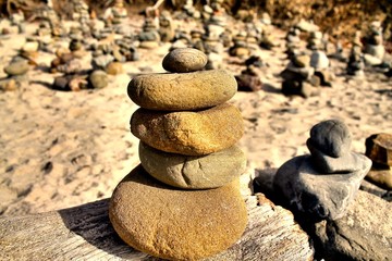 stone balancing at the beach