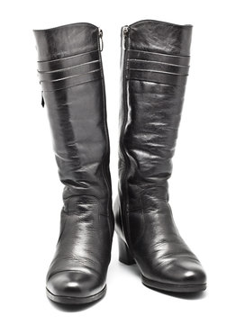 Black Leather Female Boots