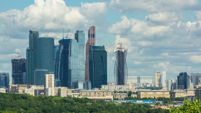 4 in 1 video! Moscow sky-scrapers & embarkment timelapse,RAW VIDEO