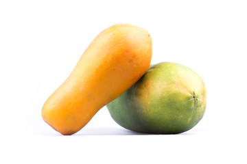 ripe papaya fruit isolated on white background
