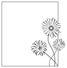 Silhouette frame with camomiles