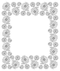Silhouette frame with camomiles