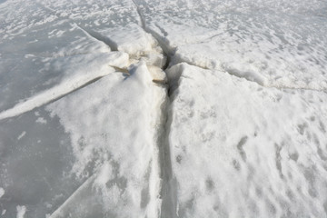 Cracked ice. Picture can be used as a background © kalichka