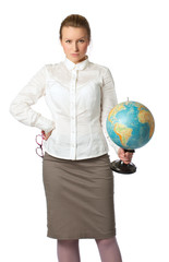 Fototapeta premium angry teacher with globe