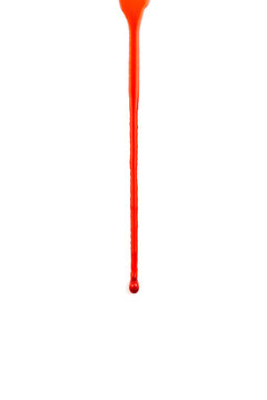 Blood drip with bubble on white