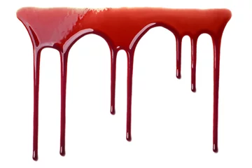 Fotobehang Flowing Blood / Dripping blood isolated on white © larisabozhikova