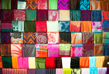 Different colors silk textile