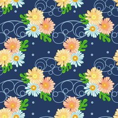 Seamless pattern with daisies