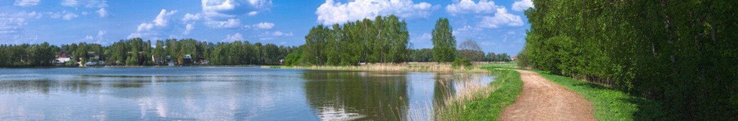 Fototapeta na wymiar summer lakeside panoramic