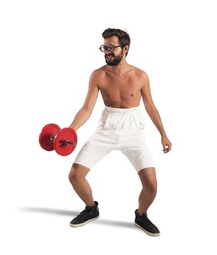 Ironic nerd muscled
