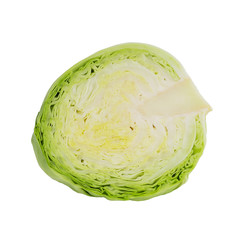 Sliced green cabbage isolated over white