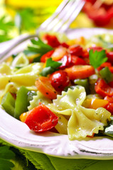 Farfalle with vegetable.
