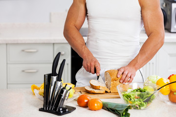 man cutting vegetables