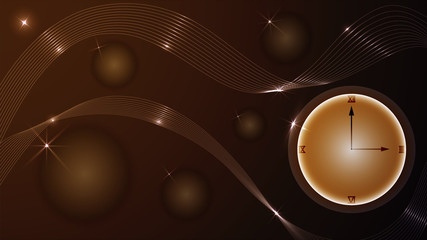 Background with clock in space