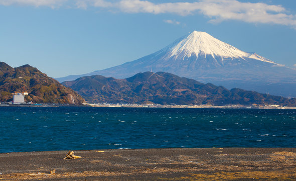 Mountain Fuji and sea at Miho no Matsubara , Shizuoka