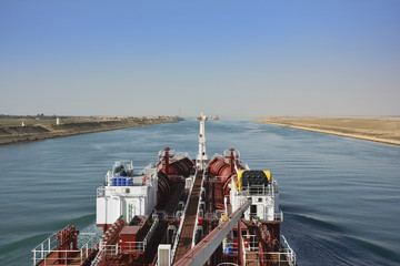 chemical tanker passes through the Suez Canal. Egypt - 84925539