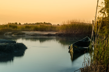 Boat on a lake.