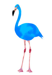 Vibrant dark blue flamingo bird low poly triangle vector image