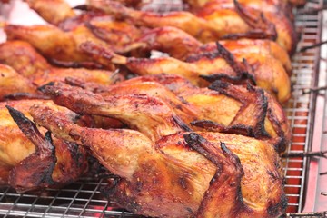 Grilled chicken in the market