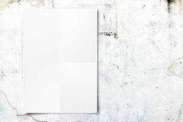 Black White paper poster hanging at concrete wall,Template mock