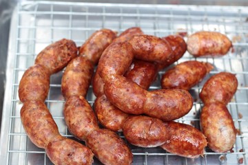 BBQ sausages in the market