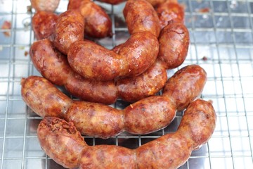 BBQ sausages in the market