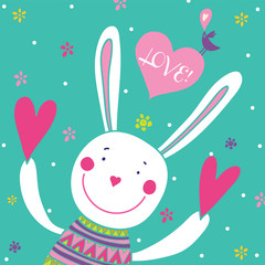 Love bunny. Vector illustration.