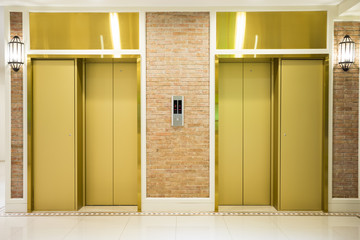Two of luxury elevator in modern building