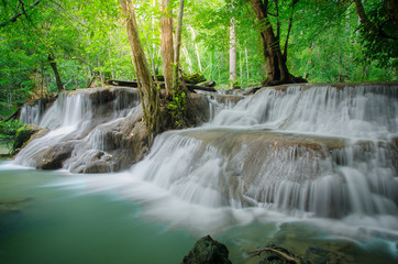 Deep forest Waterfall ,Huay Mae Khamin, Kanchanaburi ,Thailand