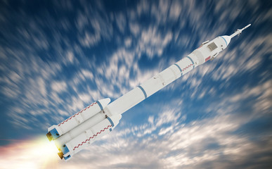 Space shuttle taking off on a mission