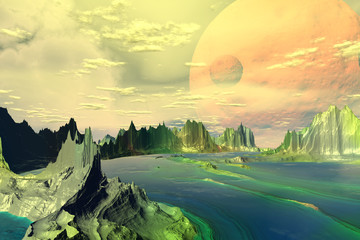 Obrazy na Plexi  Fantazja obcej planety.