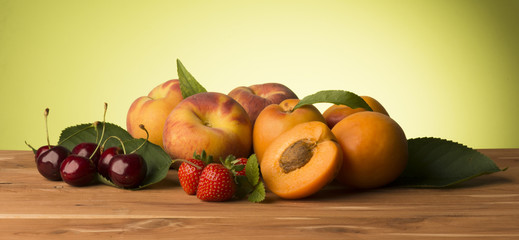 summer fruits on the wooden table