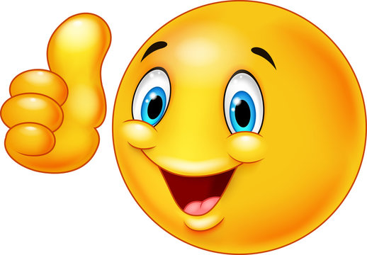 Happy smiley emoticon giving thumbs up