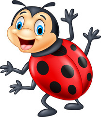 Obraz premium Cartoon ladybug waving