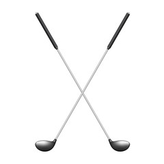 Crossed golf clubs in retro design