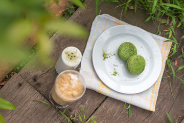 Green tea macarons - Stock image