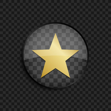 Black badge with gold star silhouette on square background 