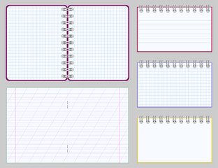 Collection of blank copybooks and notepads