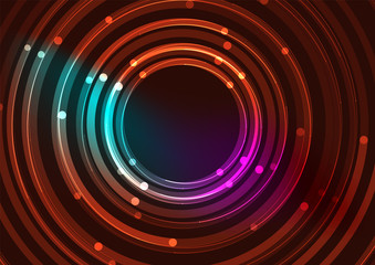 Abstract color glowing lines in dark space with stars and light