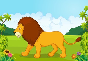 Obraz na płótnie Canvas Cartoon lion from the side