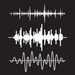 Vector sound waves set on black background
