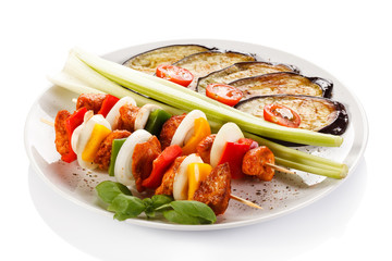 Kebab - grilled meat and vegetables 