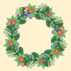 wreath of flowers with leaves