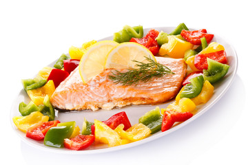 Roasted salmon and vegetables 
