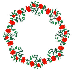 wreath of flowers  with leaves