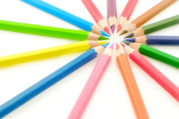 Fototapeta premium Colored pencils on white background
